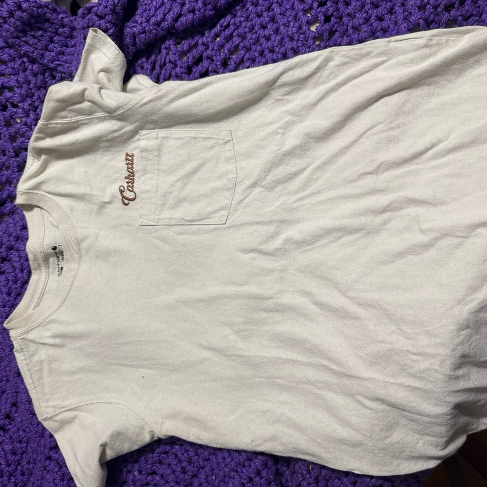 Carhartt Cream T-Shirt with Embroidered Logo